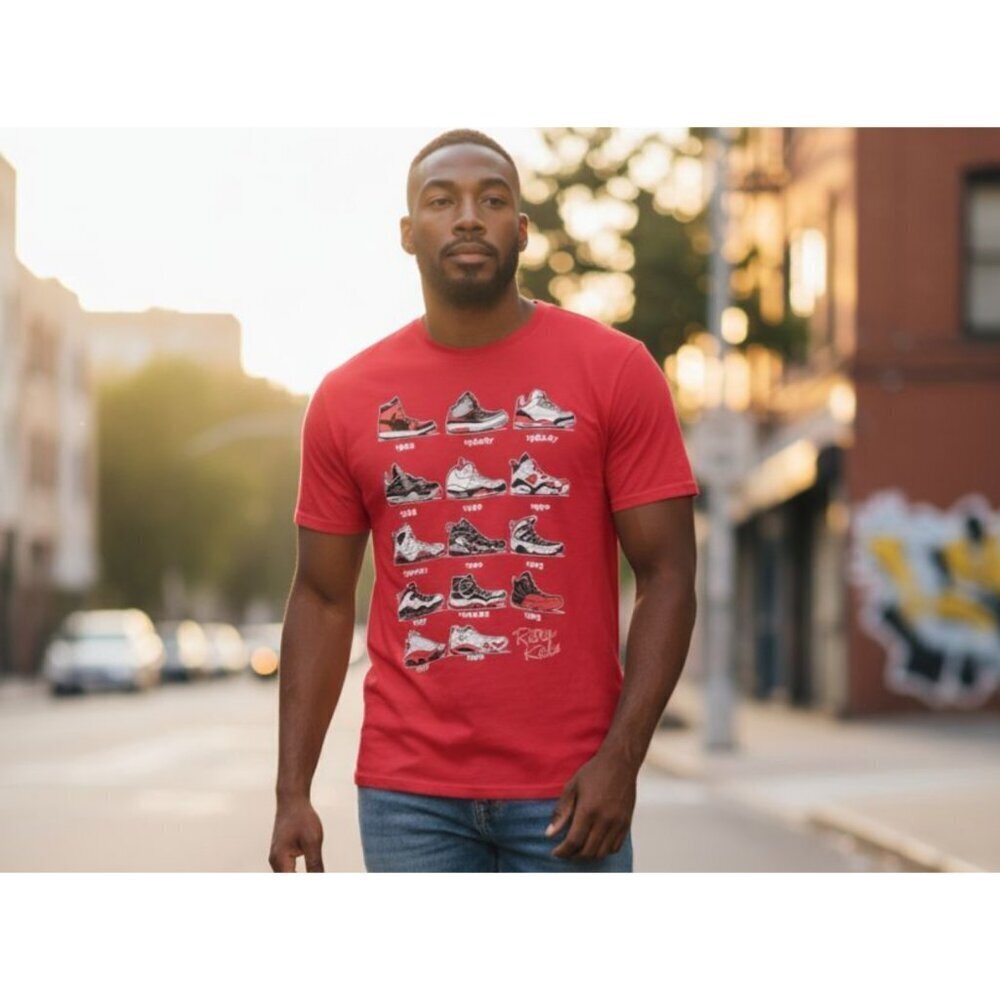 Authentic Classics Rare Retro Kicks Air Jordan History Red Shirt Men's Size L